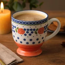 【日本野田】美濃燒｜波蘭陶 輕量陶瓷馬克杯310ml ‧ 櫻桃花園