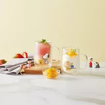 康寧PYREX SNOOPY 史努比美味早午餐耐熱雙層玻璃杯345ml-2入組