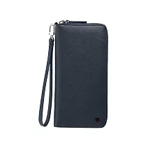 MONDAINE 瑞士國鐵 8卡雙鈔拉鍊長夾 -  十字紋藍