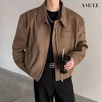 【AMIEE】韓版痞帥飛行員翻領夾克(男裝/KDCY-6618) M 棕色