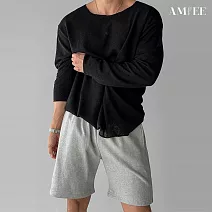 【AMIEE】慵懶風寬鬆防曬T恤上衣(男裝/KDTY-T71) 2XL 黑色