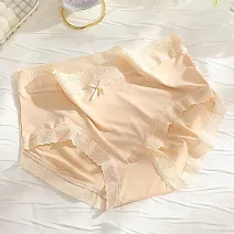 【唯蜜色】薄款冰絲蝴蝶結無痕中腰透氣女用內褲 M 膚色