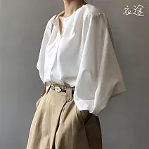【衣途】韓版簡約寬鬆設計感襯衫(KDTY-B826) M 白色