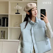 【AMIEE】寬鬆馬夾羽絨棉服背心(KDCQ-A01) XL 藍色