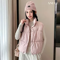 【AMIEE】時尚寬鬆洋氣短休閒背心(KDCQ-K02) M 粉紅色