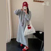 【衣途】復古毛衣開襟衫半身裙套裝兩件套裝(KDAQ-081) FREE 淺灰