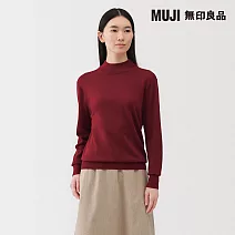 【MUJI 無印良品】女水洗羊毛高密織半高領針織衫 S 紅色