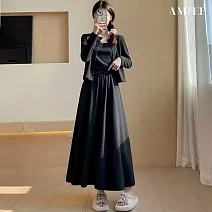 【AMIEE】氣質三件式裙子套裝(KDAQ-929) M 黑色