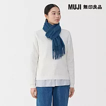 【MUJI 無印良品】蓬鬆羊毛圍巾 煙燻藍
