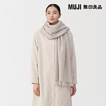 【MUJI 無印良品】蓬鬆羊毛大披肩(輕薄) 淺米