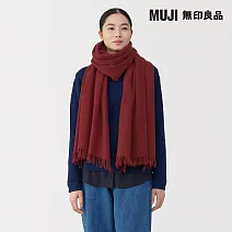 【MUJI 無印良品】蓬鬆羊毛大披肩(輕薄) 紅色