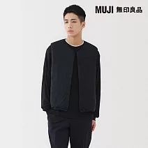【MUJI 無印良品】男輕量羽絨可攜式無領背心 XL 暗藍