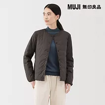 【MUJI 無印良品】女輕量羽絨可攜式無領外套 XL 深棕