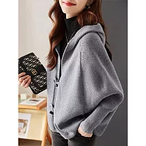 【MsMore】 毛衣外套氣質時尚牛角扣蝙蝠袖寬鬆針織# 125548 FREE 灰色