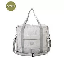 日本3COINS-<收納富翁>大容量可肩背手提兩用擴充型旅行摺疊收納袋 簡約灰