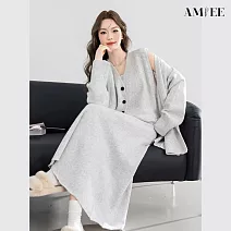 【AMIEE】針織半身裙三件套(KDAQ-480) FREE 白灰色