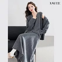 【AMIEE】針織半身裙三件套(KDAQ-480) FREE 深灰色