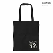 日本史努比Snoopy Peanuts黑色帆布A4尺寸購物袋 A 款
