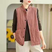 【ACheter】 燈芯絨背心文藝休閒百搭外套# 126295 M 玫紅色