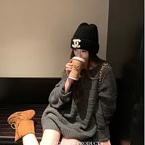 【MsMore】 重工鏤空毛衣羊毛感針織衫上衣# 126388 FREE 灰色