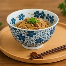 【日本野田】美濃燒｜千年櫻 陶瓷丼餐碗15cm ‧ 紺藍