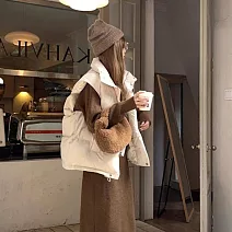 【MsMore】 寬鬆百搭鋪棉立領純色背心短款外套# 126587 L 白色