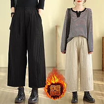 【ACheter】 棉褲時尚保暖寬鬆顯瘦夾棉加厚直筒長褲# 126546 M 黑色