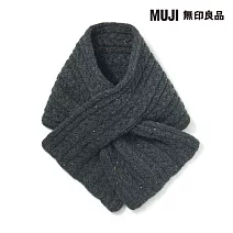 【MUJI 無印良品】兒童再生聚酯纖維混伸縮圍巾 深灰