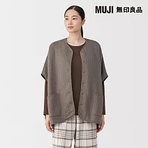 【MUJI 無印良品】女棉混刺縫斗篷 S-M 摩卡棕