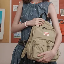 Masmarulez 迷你雙口袋日常後背包 卡其色