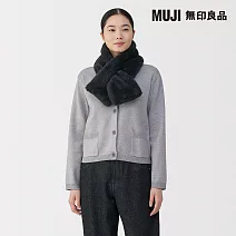 【MUJI 無印良品】再生聚酯纖維保暖絨毛圍巾 黑色