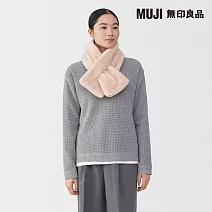 【MUJI 無印良品】再生聚酯纖維保暖絨毛圍巾 粉紅