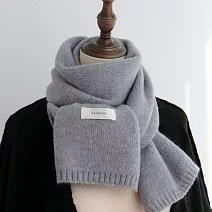 【唯蜜色】ins韓風百搭仿羊絨純色針織圍巾 灰色