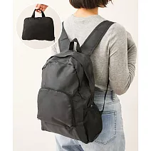 日本3COINS 黑色率性可摺疊旅行用後背包 黑色