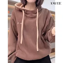 【AMIEE】顯瘦保暖連帽衛衣(KDTQ-542) M 咖啡色