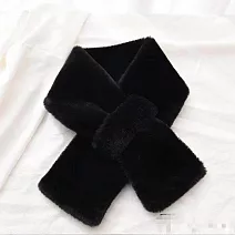 【唯蜜色】仿兔毛保暖加厚可愛百搭毛絨圍巾 黑色