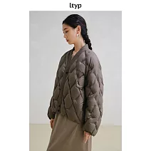 ltyp旅途原品 95白鵝絨無縫羽絨服 文藝短款菱形格羽絨外套女冬季 M L  M 薑餅咖