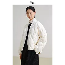 ltyp旅途原品 95白鵝絨無縫羽絨服 文藝短款菱形格羽絨外套女冬季 M L  M 象牙白