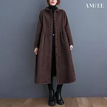 【AMIEE】燈芯絨休閒外套(KDCQ-8138) M 咖啡色