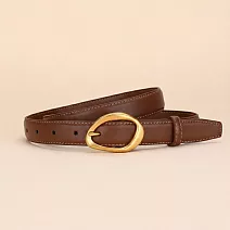 【HandStyle】皮帶 優雅洗鍊不規則金色金屬圓扣女士皮帶(37085) _焦糖色x100cm