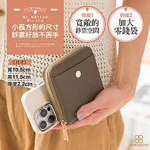 CHENSON 6卡 ㄇ字拉鍊短夾(加大尺寸) (W26352-D) 可可棕