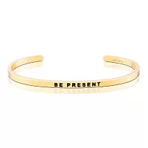 MANTRABAND 美國悄悄話手環 BE PRESENT 活在當下 把握今天  附原廠盒 金色手環