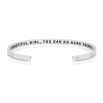 MANTRABAND 美國悄悄話手環 Beautiful Girl You Can Do Hard Things 女力崛起 內側字款 銀色