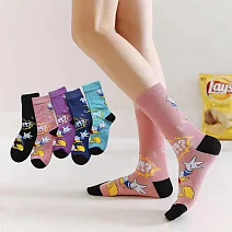 【Wonderland】潮流百搭中筒襪(5雙) FREE 暴怒鴨鴨