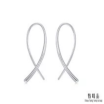 【點睛品】Ear Play 鉑金簡約絲帶造型耳環(一對)