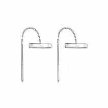 【點睛品】Ear Play 鉑金長方線條耳環(一對)