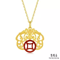 【點睛品】吉祥古錢 紅瑪瑙黃金吊墜