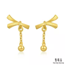 【點睛品】絲帶金珠 黃金耳環(一對)