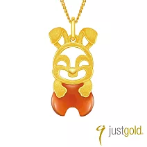 【Just Gold 鎮金店】吉祥寶寶十二生肖 黃金墜子-兔(不含鍊)
