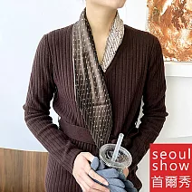 seoul show首爾秀 韓日版綜合方領巾仿真桑蠶絲緞面圍巾頭巾雪紡絲巾  45_復古皺褶 咖啡